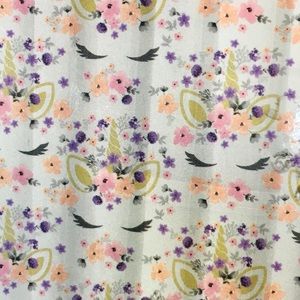 Unicorns Flowers Peva Shower Curtain Gold & Pastel